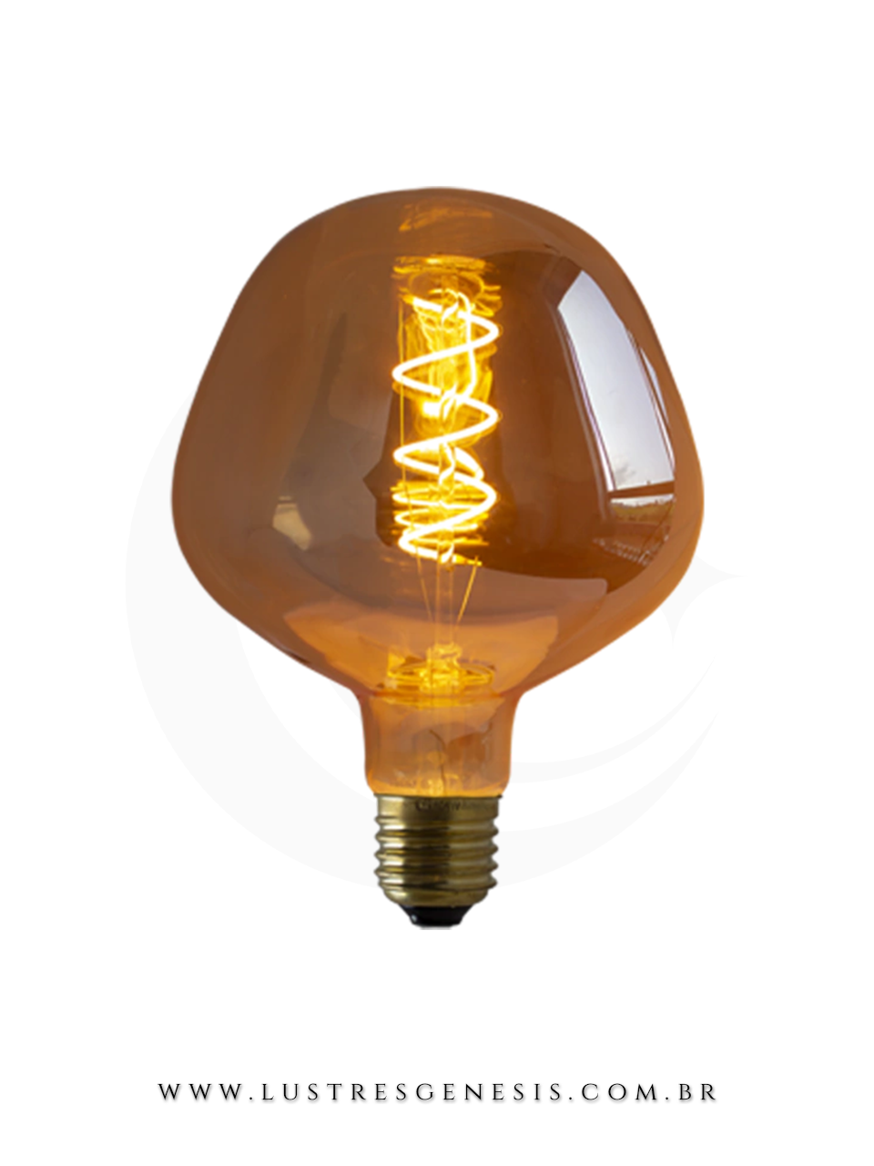 Lâmpada de Filamento de Led BigSize P130 4W Spiral da GMH com design espiral iluminado. Lustres Gênesis loja online de Lustres e Iluminação Decorativa